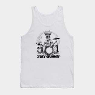 Funny Crazy Drummer Cartoon Illustration Tank Top